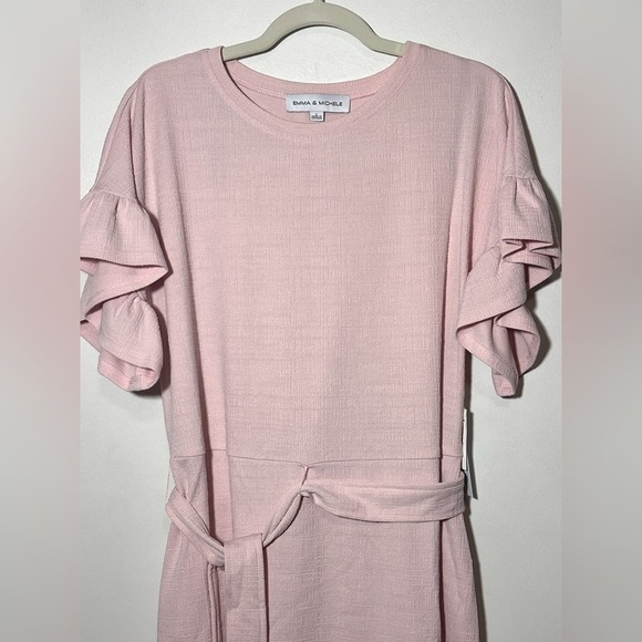 Emma & Michelle Pink Ruffle Sleeve Dress Size Large NWT - Picture 2 of 8